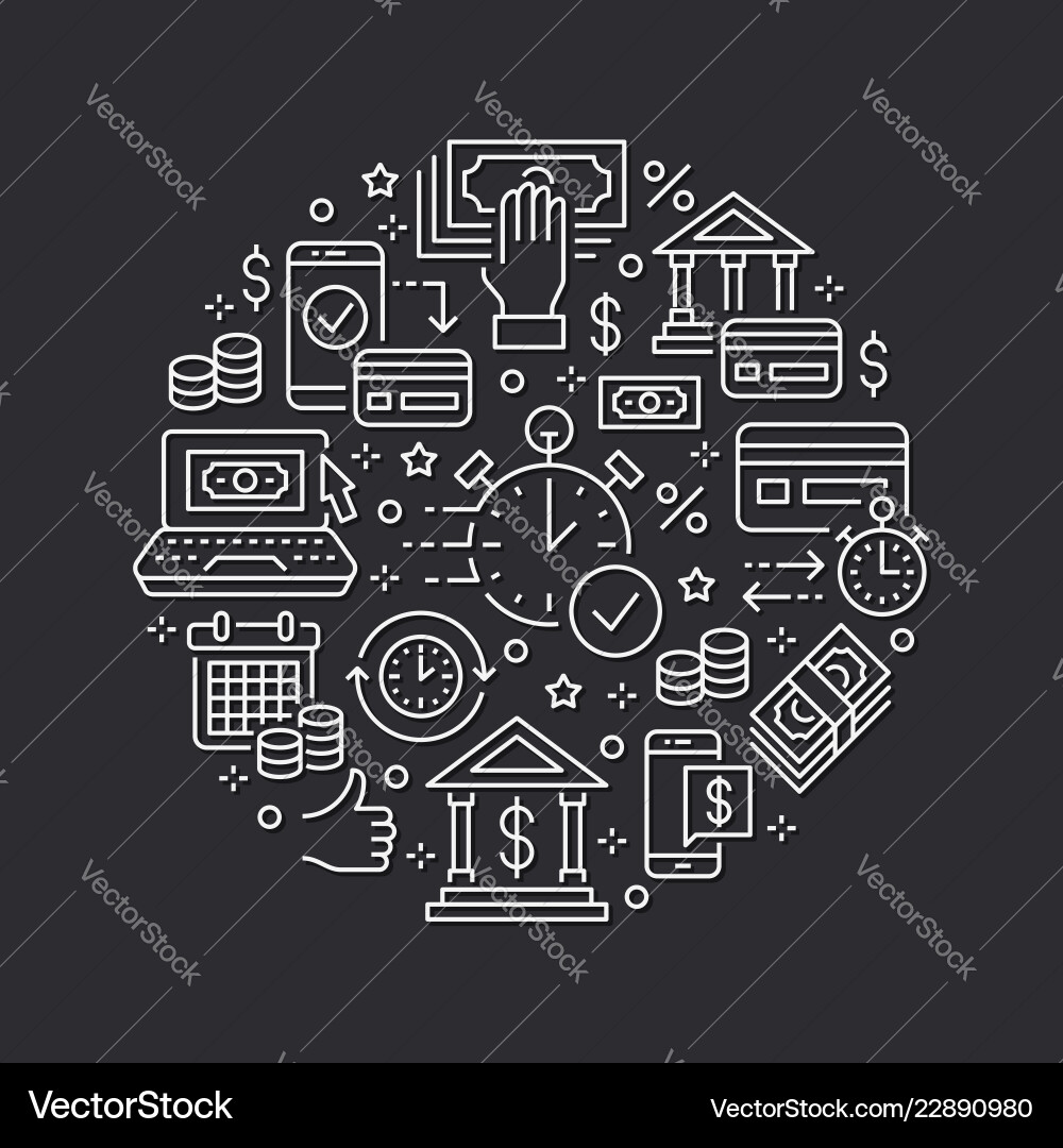 Finance money loan circle template flat line Finance money loan circle template flat line vector image