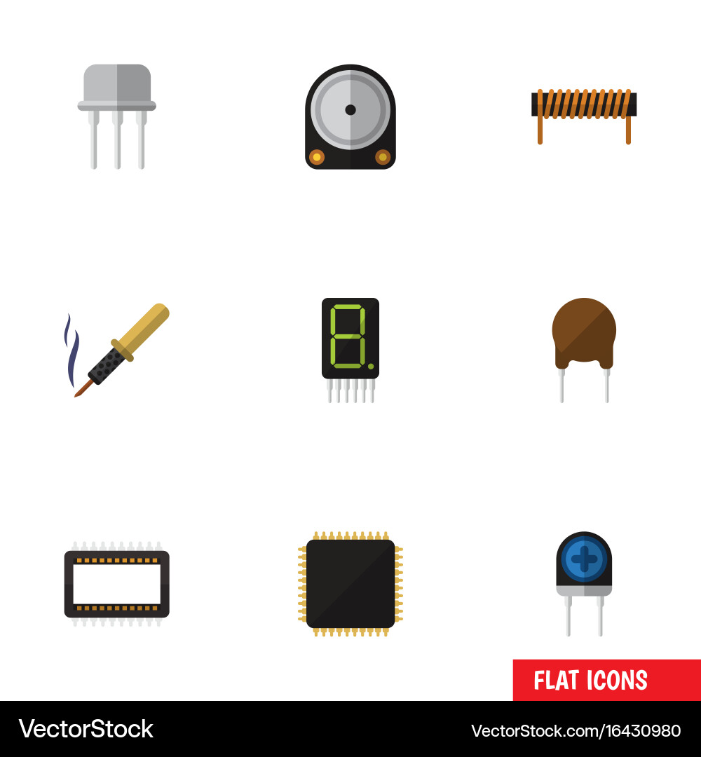 Flat icon appliance set of cpu display bobbin vector image