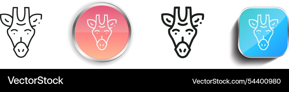 Giraffe icon thin linear regular and button style Giraffe icon thin linear regular and button style Vector Image