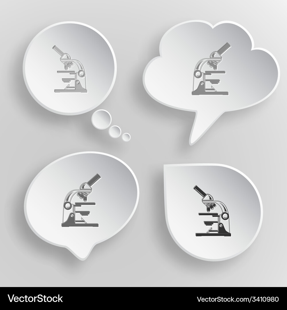 Lab microscope white flat buttons on gray vector image