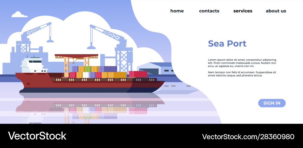 Marine Hafen Landing Page Seeverkehr Marine Hafen Landing Page Seeverkehr vektorbild