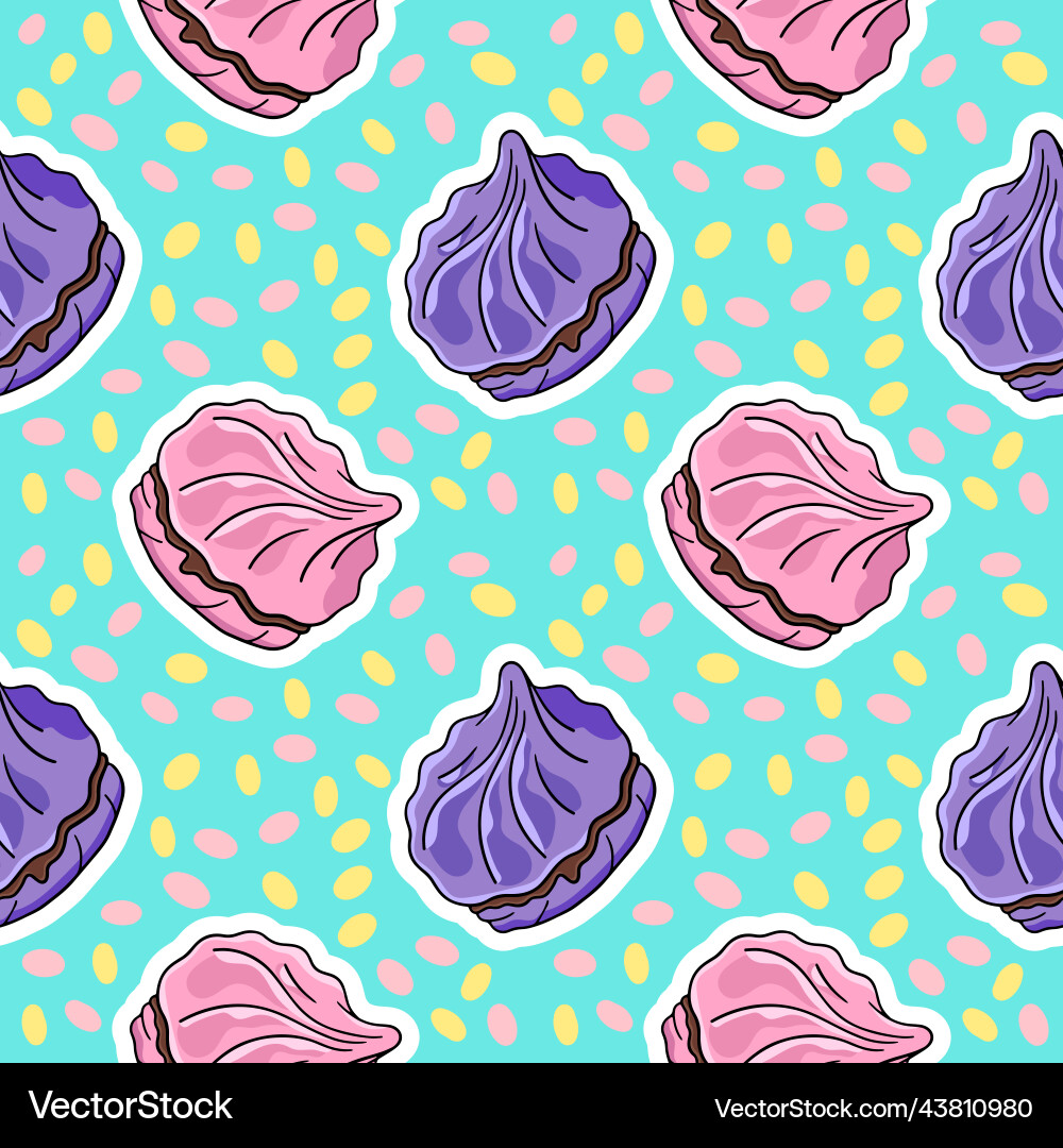 Marshmallows seamless pattern in the style Marshmallows seamless pattern in the style Vector Image