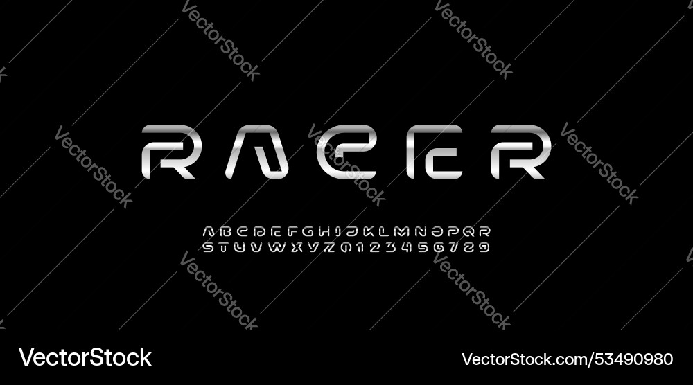 Modern font silver alphabet from segment line Vector Image