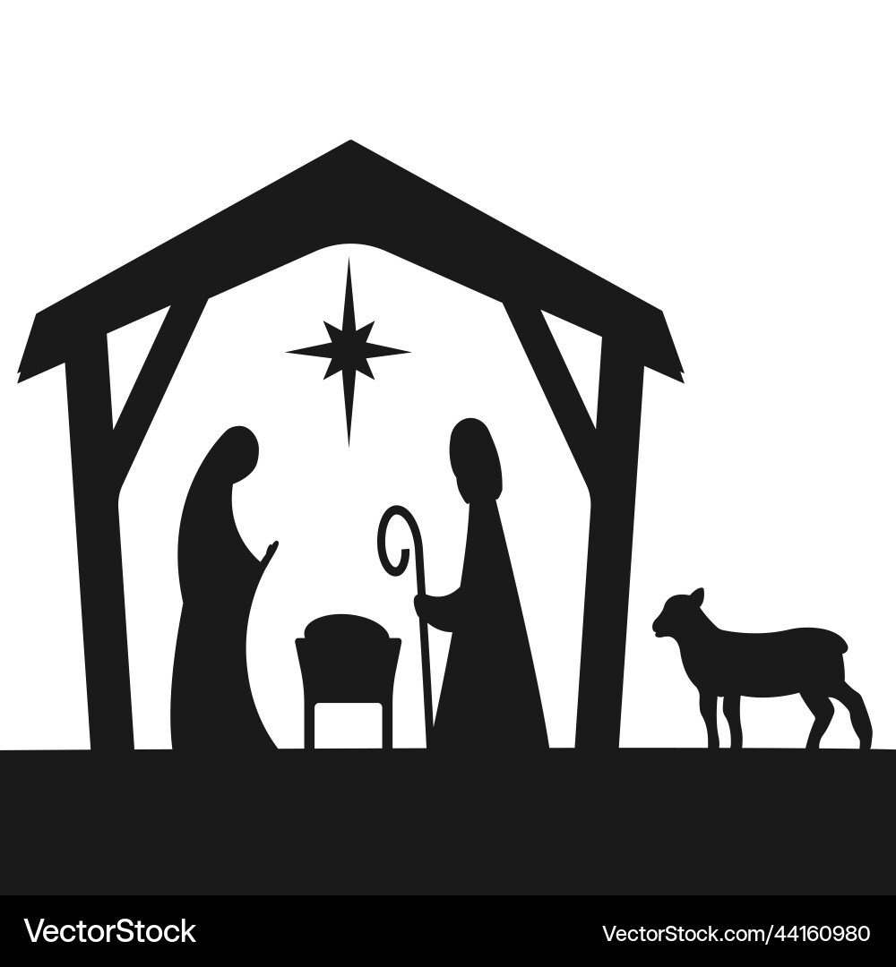 Nativity Scene - Jesus, Mary, Joseph vector image