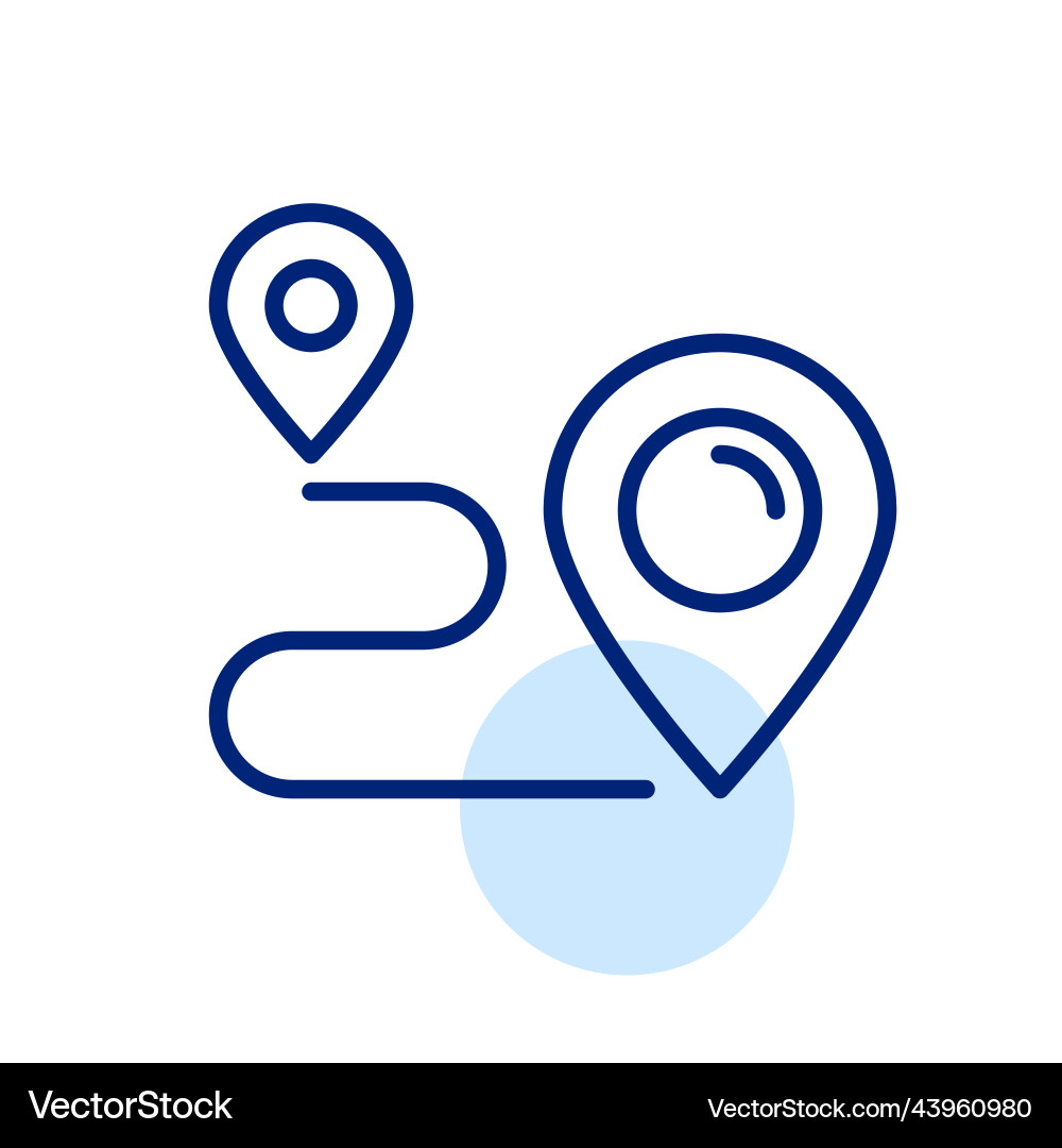 Path between two map pointers navigation Vector Image