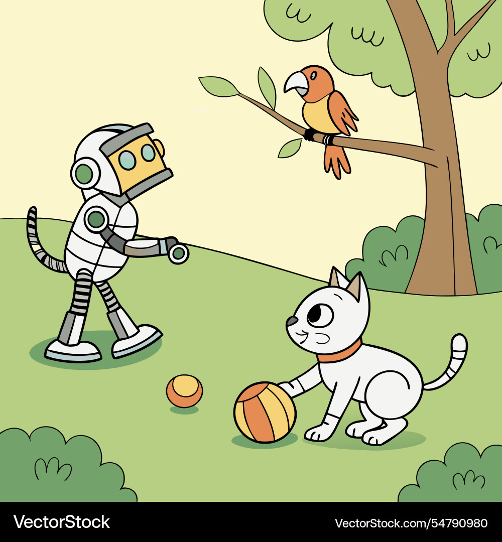 Robot pets and companions in a playful pattern Vector Image