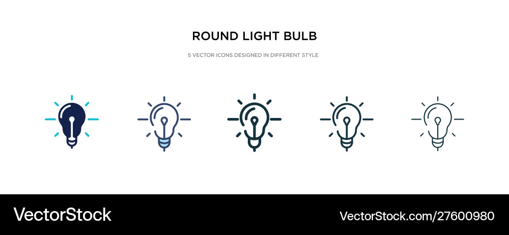 Round light bulb icon in different style two Vector Image