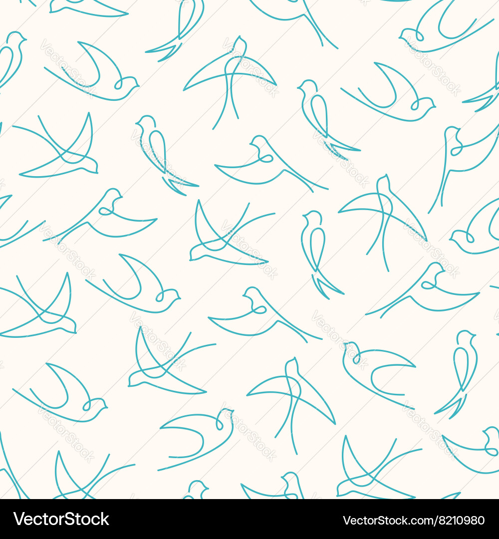 Seamless pattern made of one line swallows Vector Image