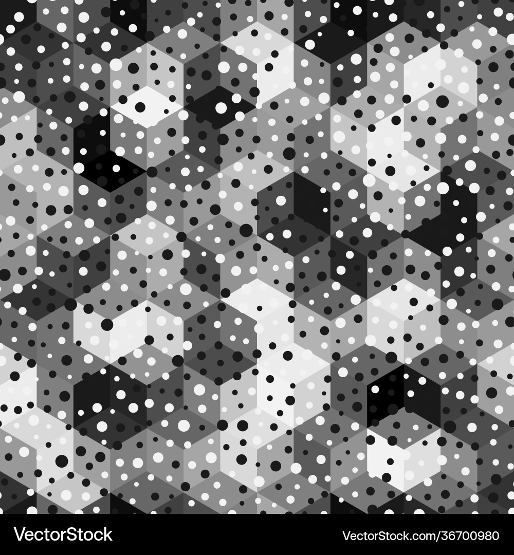 Seamless texture gray hex grid with dots Vector Image