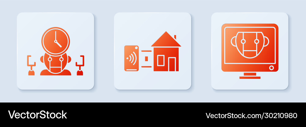Set smart home robot and digital time manager Vector Image