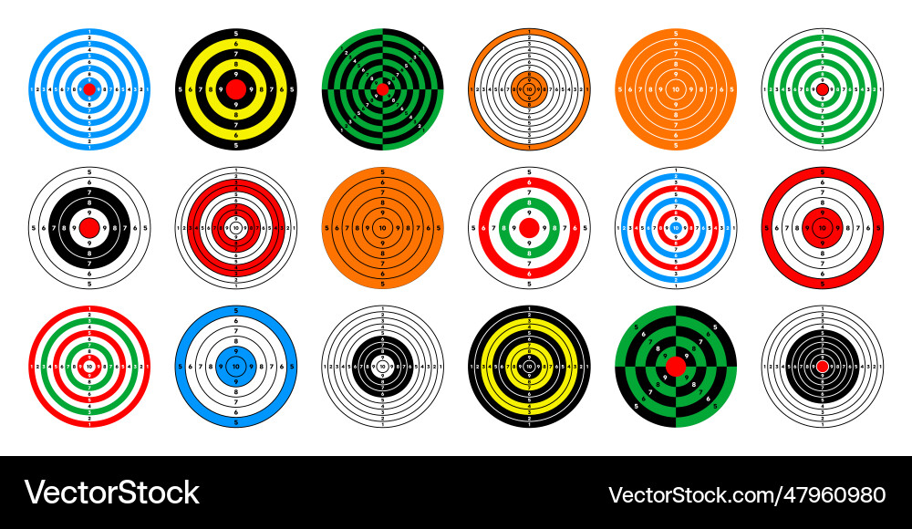 Shooting range paper targets round target Shooting range paper targets round target vector image