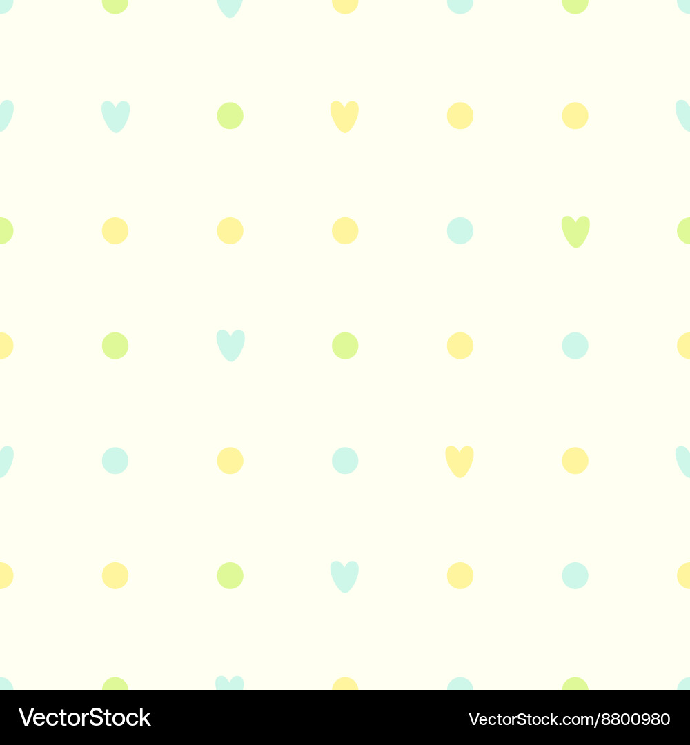 Simple seamless pattern polka dots with hearts vector image