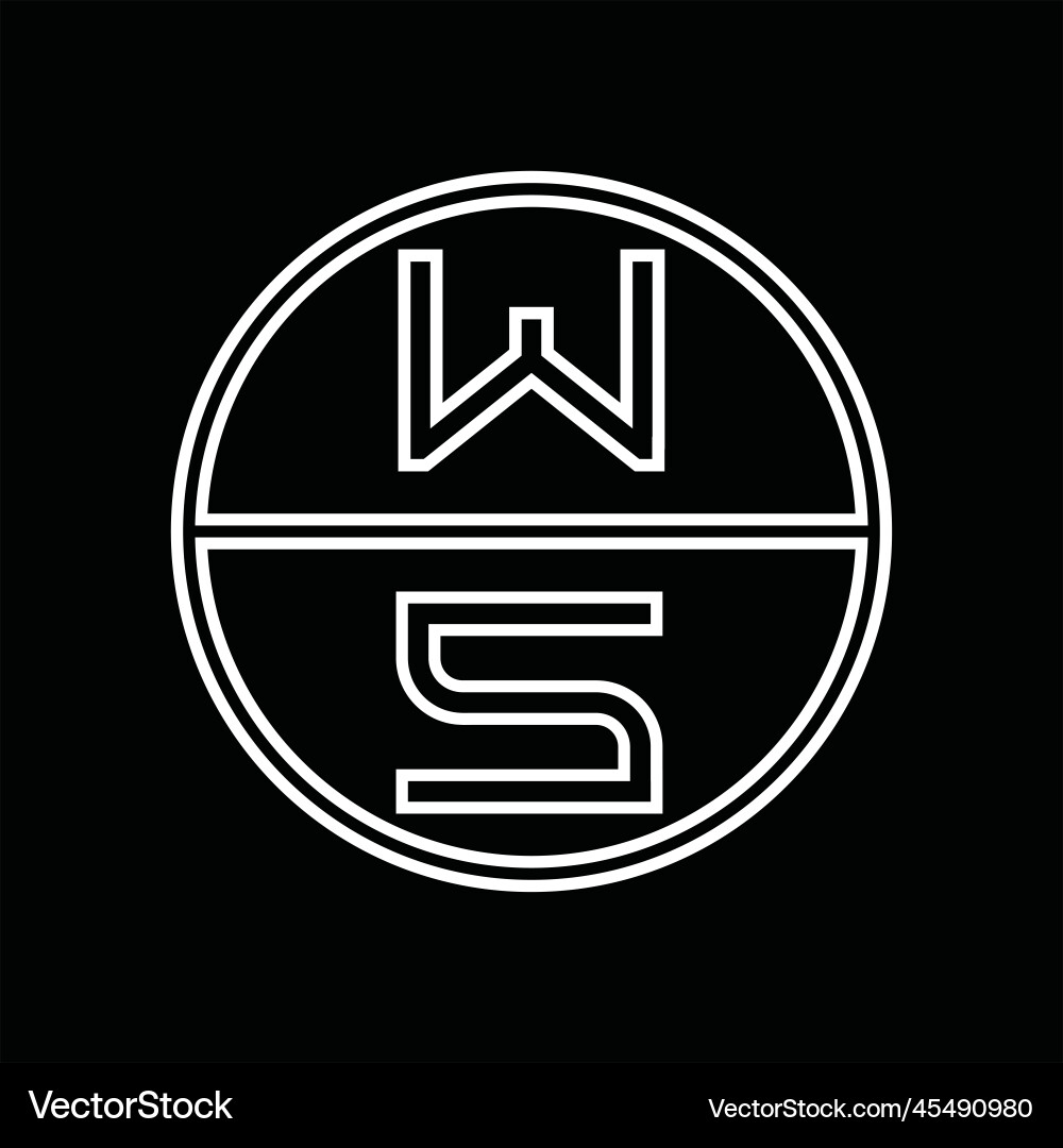 Sw logo monogram abstract inside circle stripe Sw logo monogram abstract inside circle stripe vector image