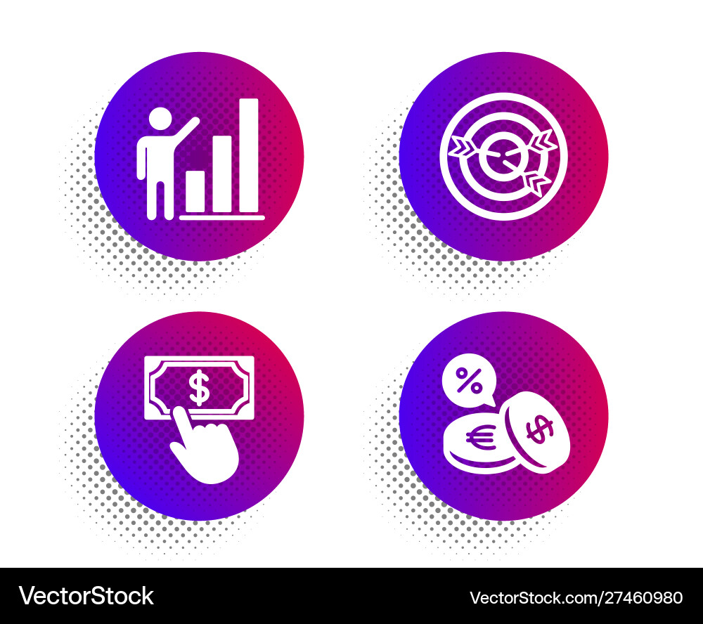 Targeting payment click and graph chart icons set Targeting payment click and graph chart icons set vector image