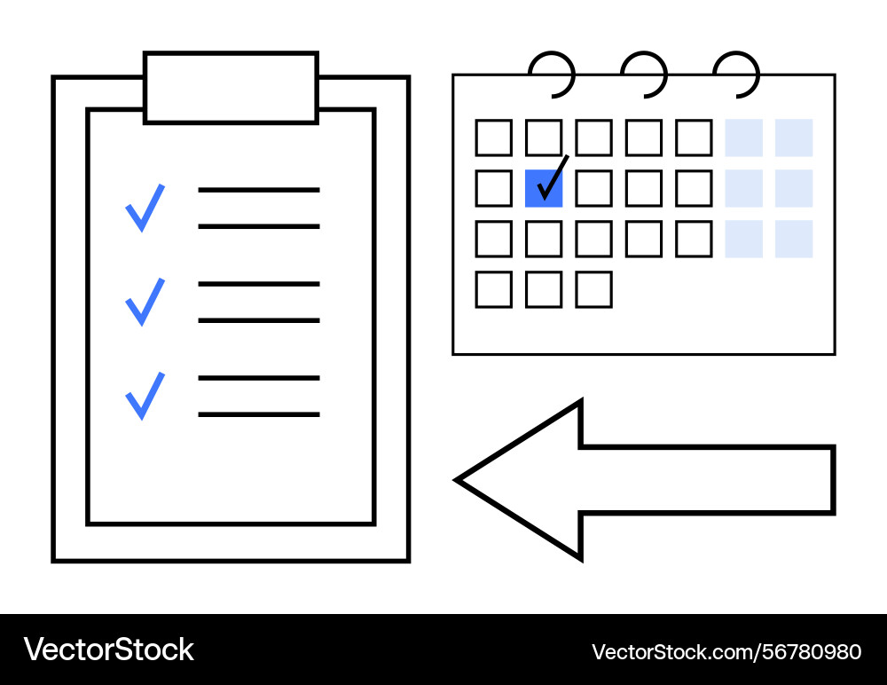 Task checklist and calendar planning with arrow Task checklist and calendar planning with arrow vector image