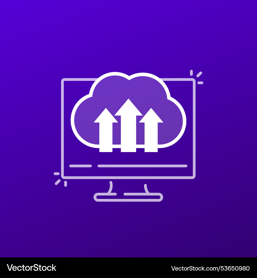Upload to web icon with a cloud Vector Image