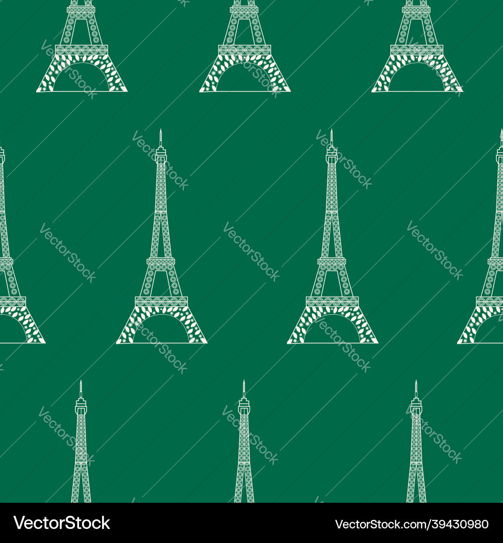 White eiffel tower seamless pattern White eiffel tower seamless pattern Vector Image