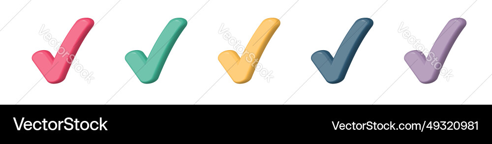Check mark 3d icon tick graphic element set Check mark 3d icon tick graphic element set vector image