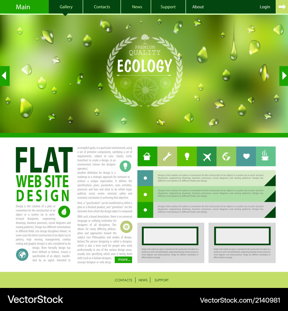 Flat web site design ecology background vector image