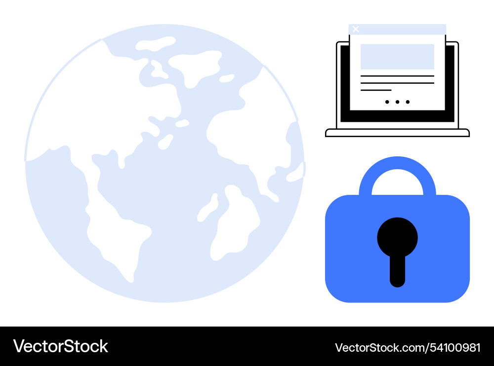 Global connectivity and data security with laptop Global connectivity and data security with laptop vector image