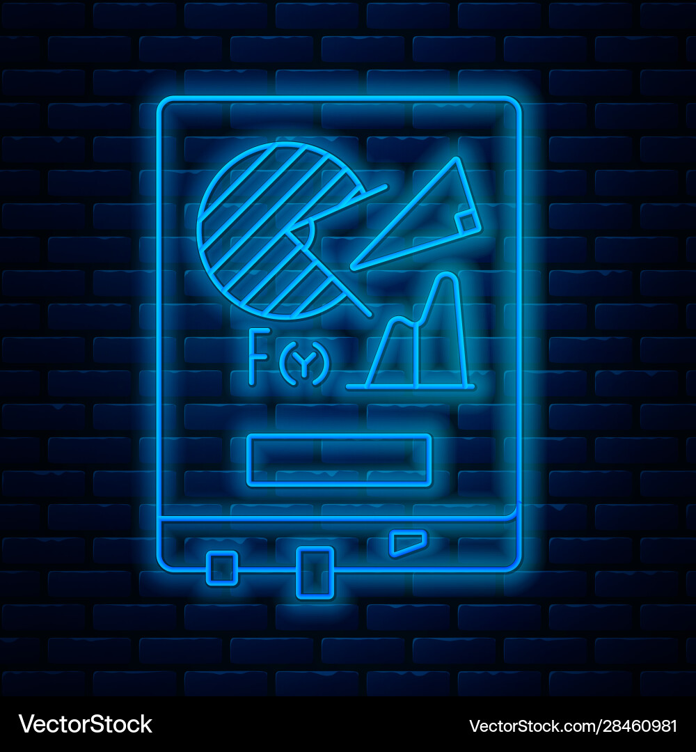 Glowing neon line board with graph chart icon Glowing neon line board with graph chart icon vector image