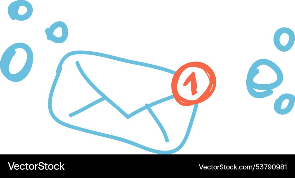 Handdrawn inbox email message doodle Vector Image