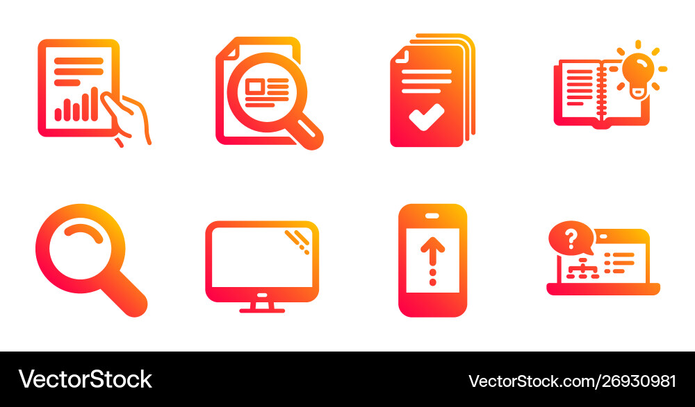 Handout product knowledge and document icons set Handout product knowledge and document icons set Vector Image