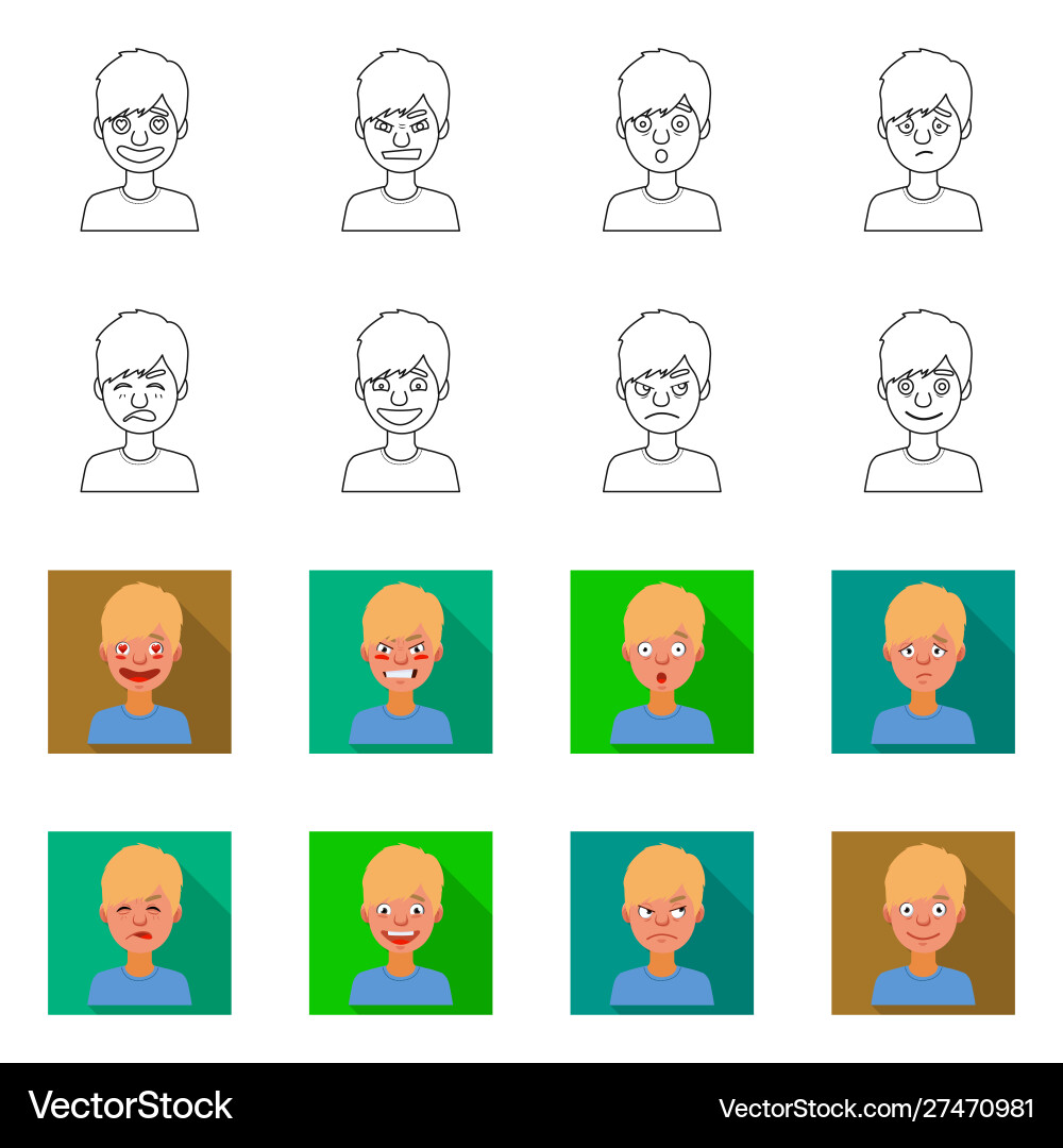 Isolated object face and boy symbol set Isolated object face and boy symbol set vector image