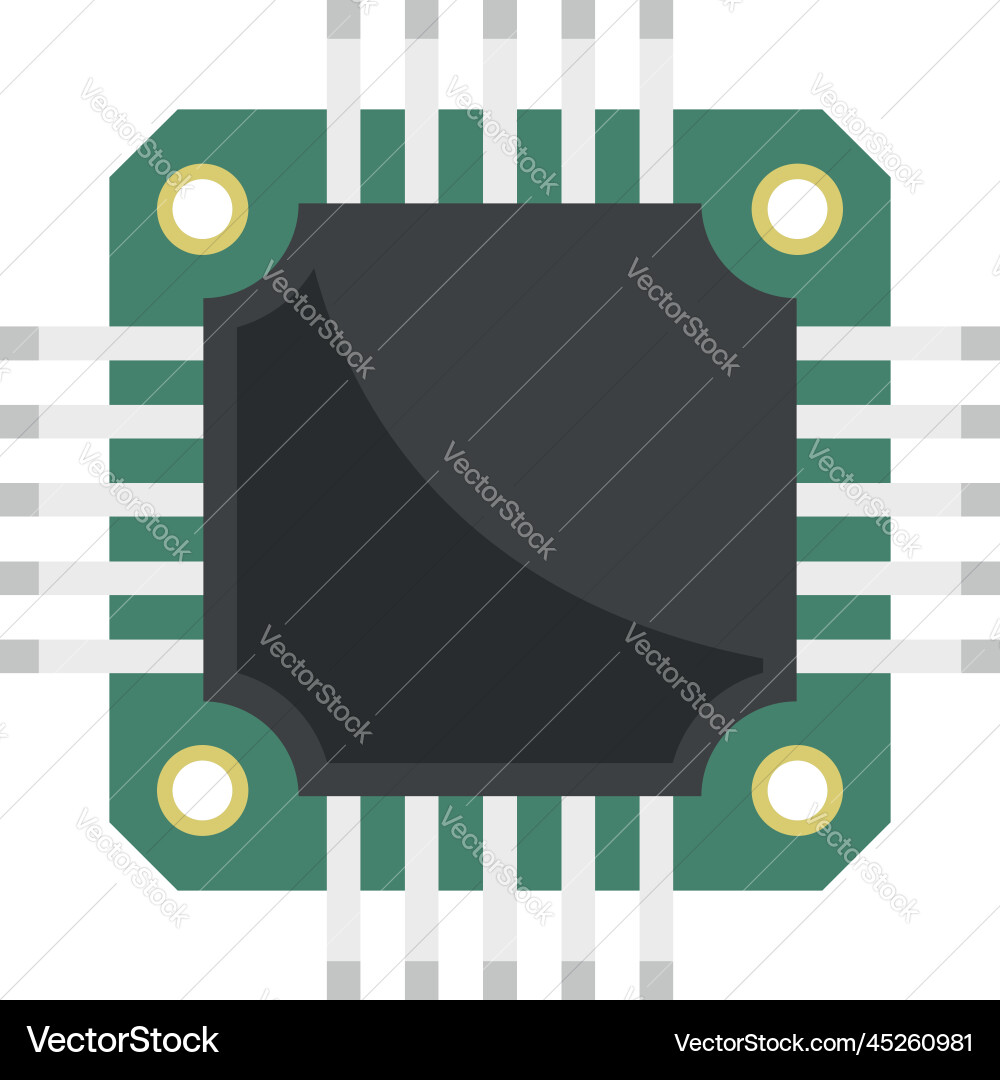 Microchip icon flat cpu circuit Microchip icon flat cpu circuit vector image
