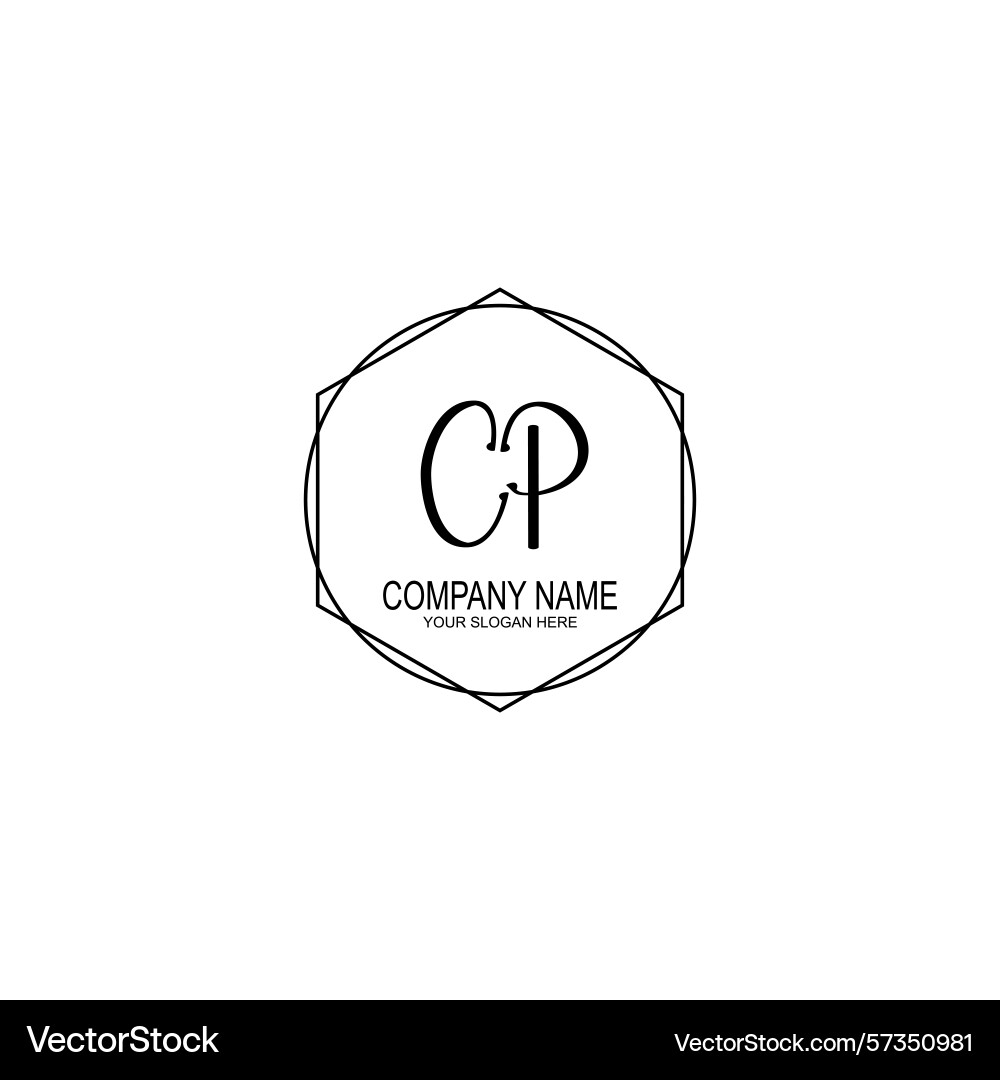 Minimalist handwritten cp initial logos with soft Vector Image