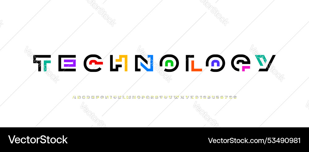 Modern font technology alphabet from segment line Modern font technology alphabet from segment line vector image