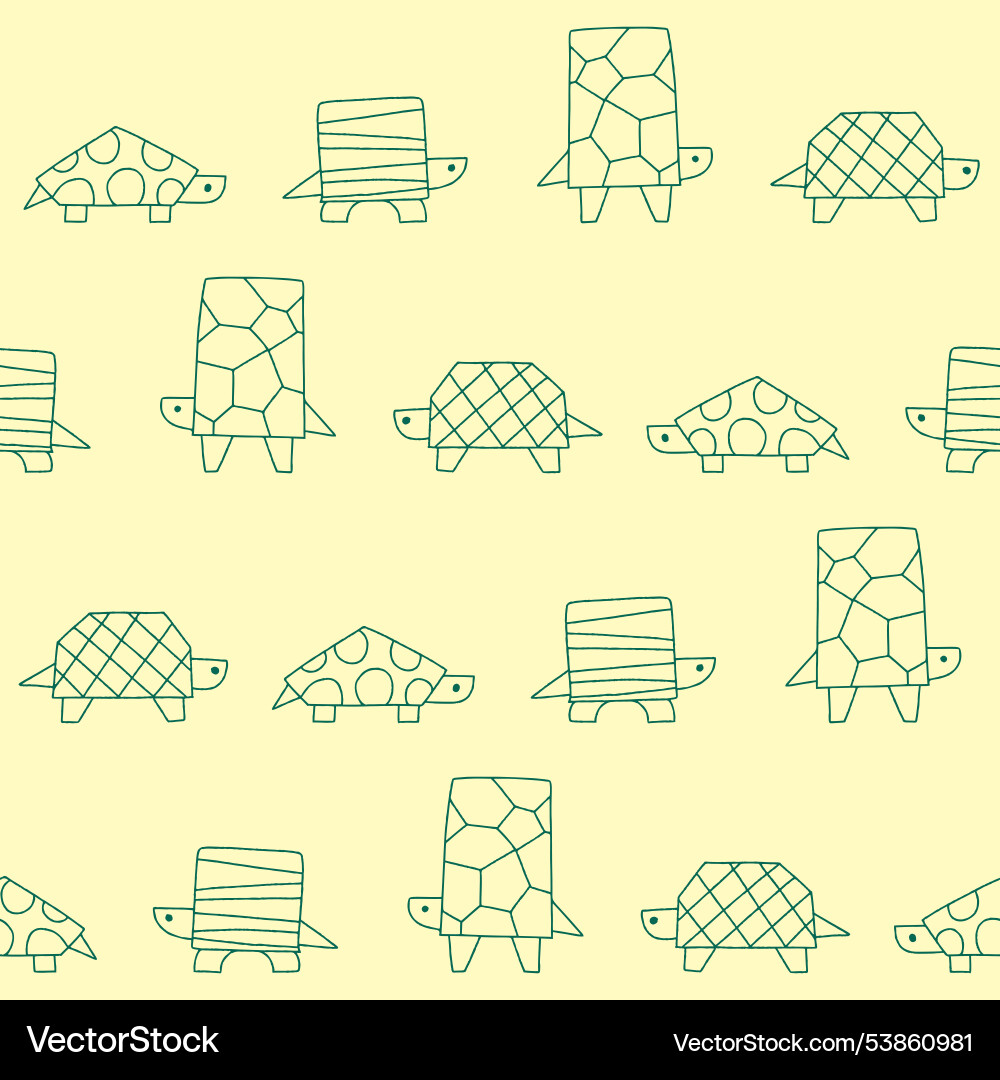 Outline collection of turtle stick seamless Outline collection of turtle stick seamless vector image