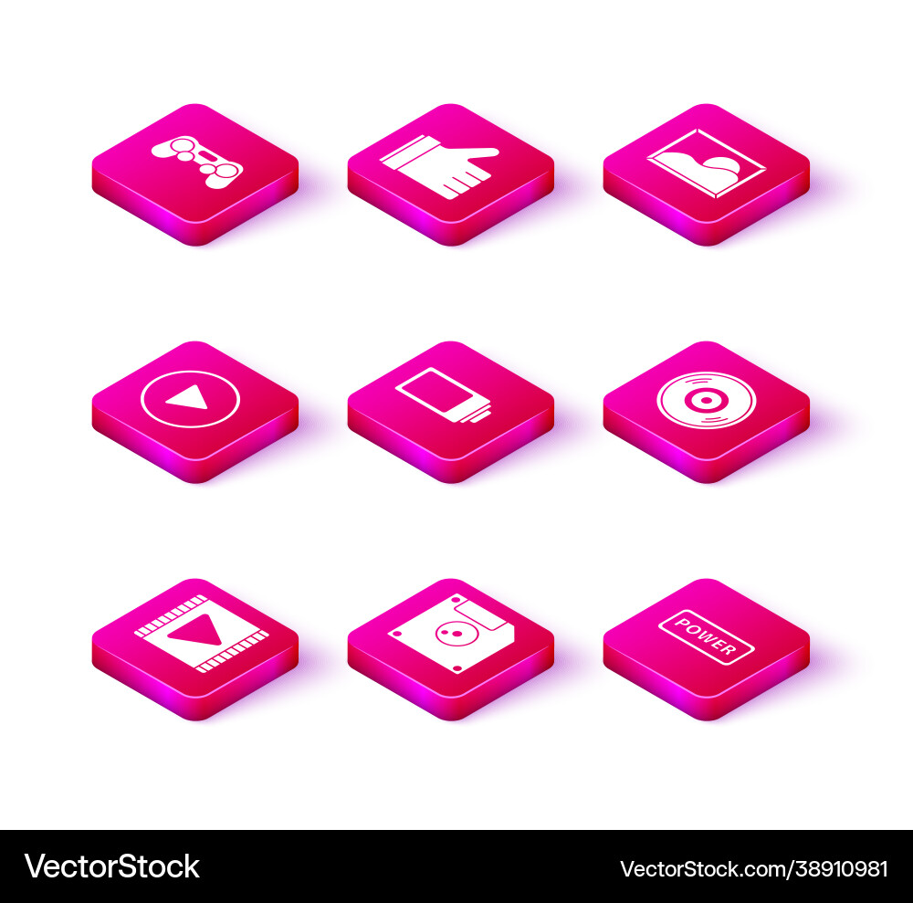 Set play video floppy disk for computer data Set play video floppy disk for computer data vector image
