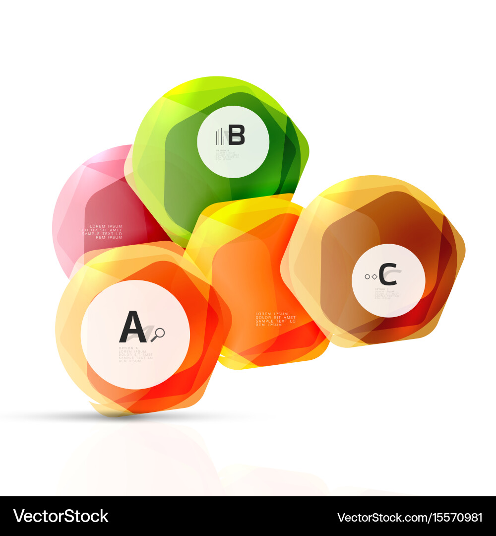 Shiny style modern geometrical hexagons web boxes Vector Image