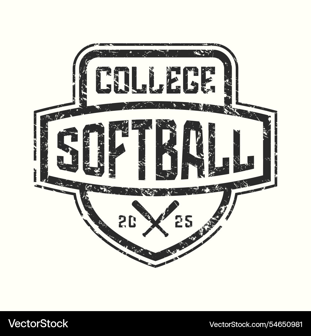 Softball college team typographic emblem Softball college team typographic emblem vector image