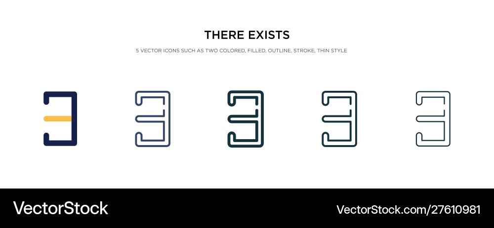 There exists icon in different style two colored vector image