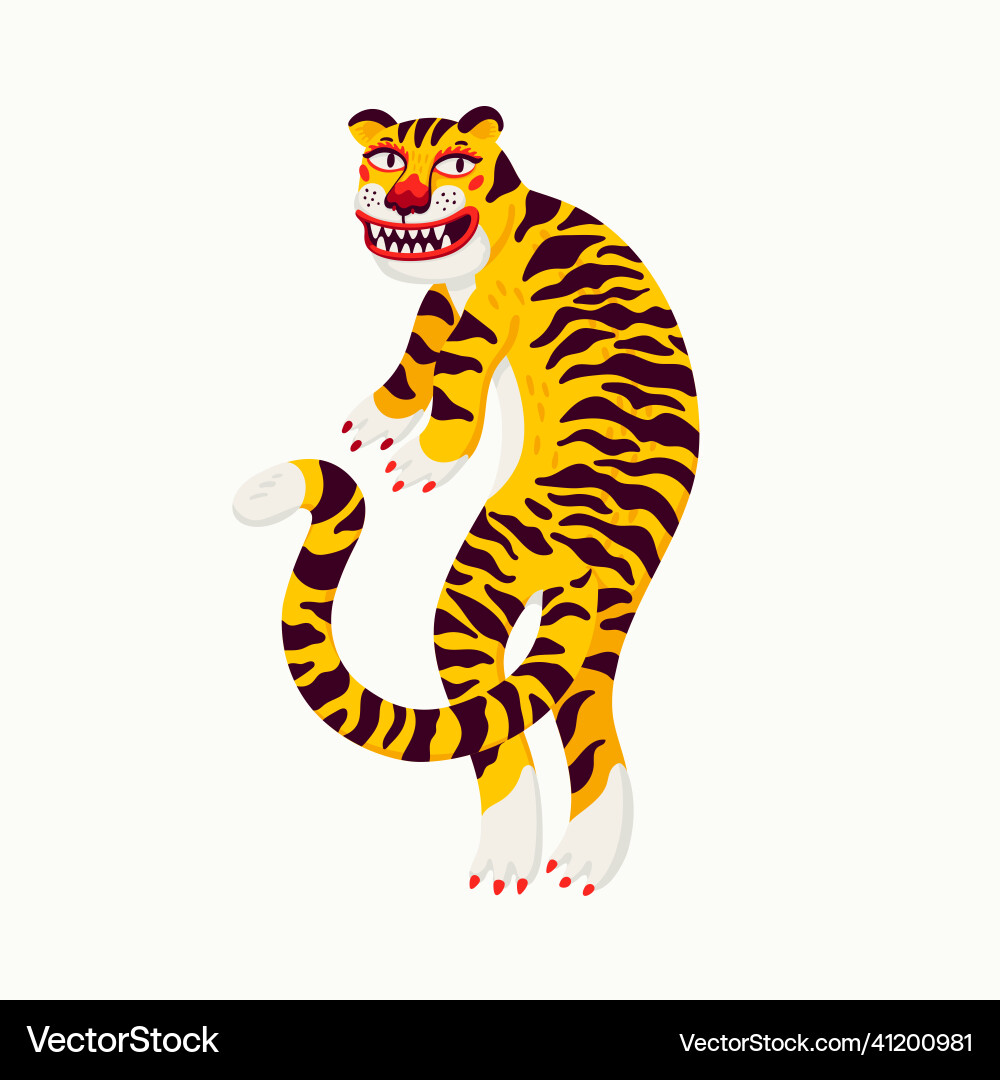 Tiger cartoon yellow Tiger cartoon yellow vector image