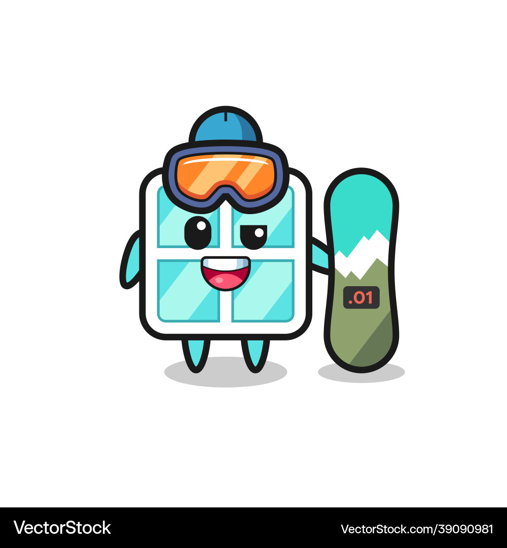 Window character with snowboarding style Window character with snowboarding style vector image