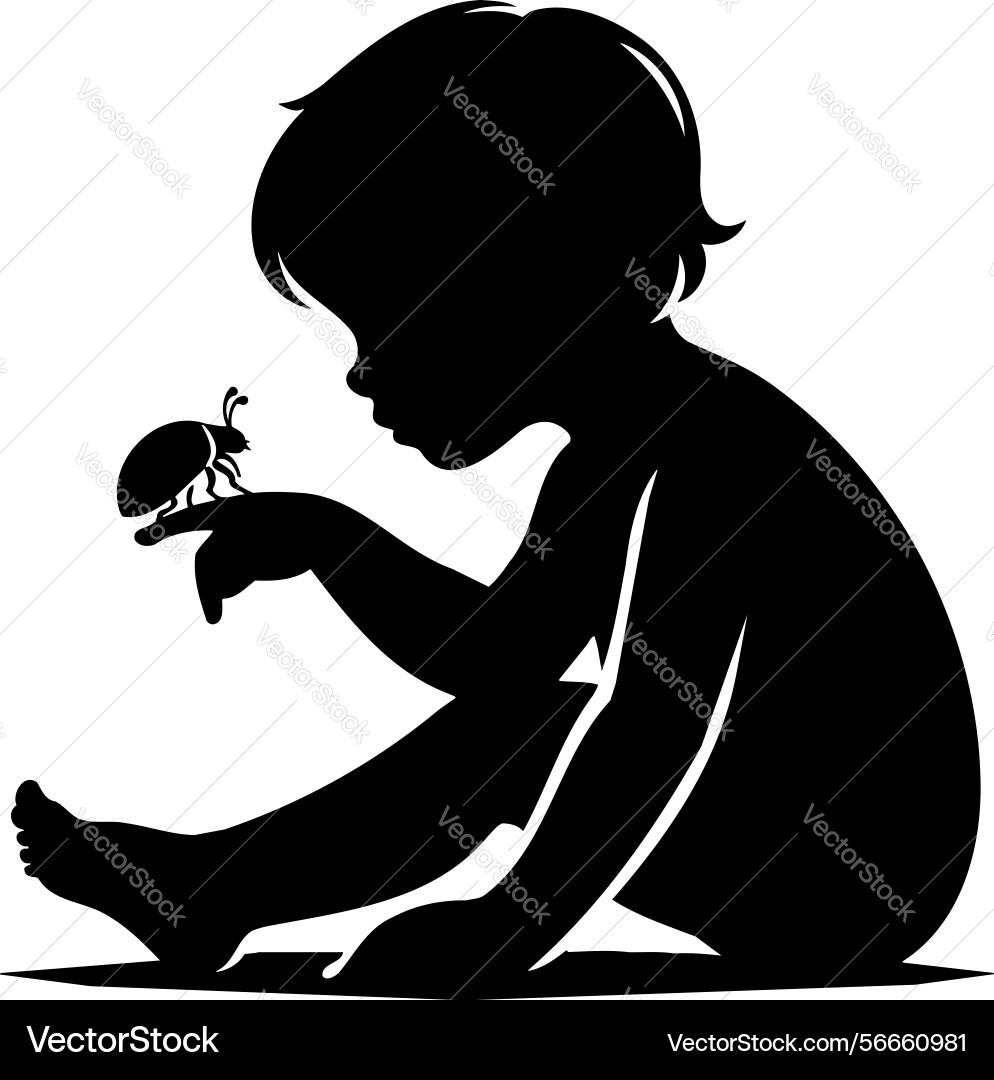 X-default child with ladybug Vector Image