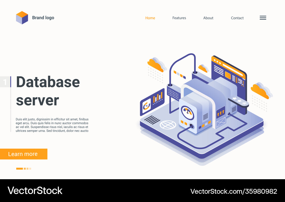 3D Database Server Isometric vector image