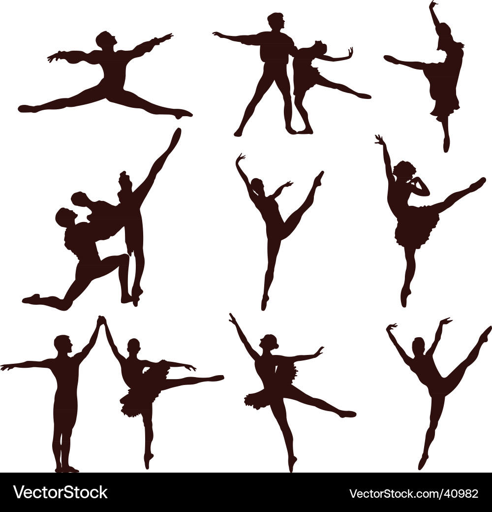 Ballet Dancers Silhouette Vector Image