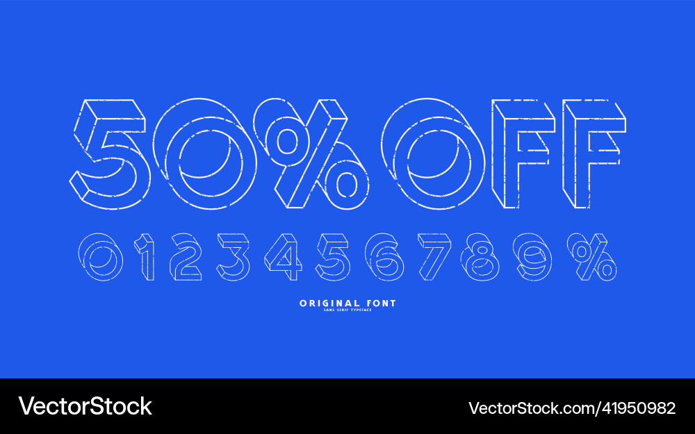 Bulk sans serif font in outline style vector image