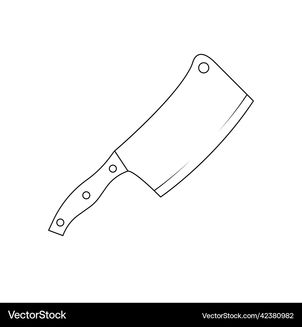 Butcher knife black and white icon in outline Butcher knife black and white icon in outline vector image