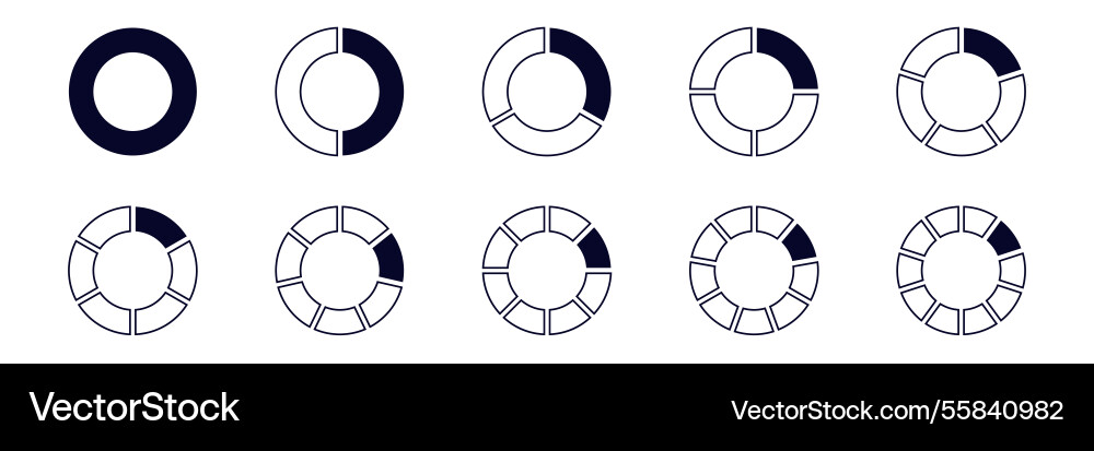 Circular pattern of geometric shapes in black Vector Image