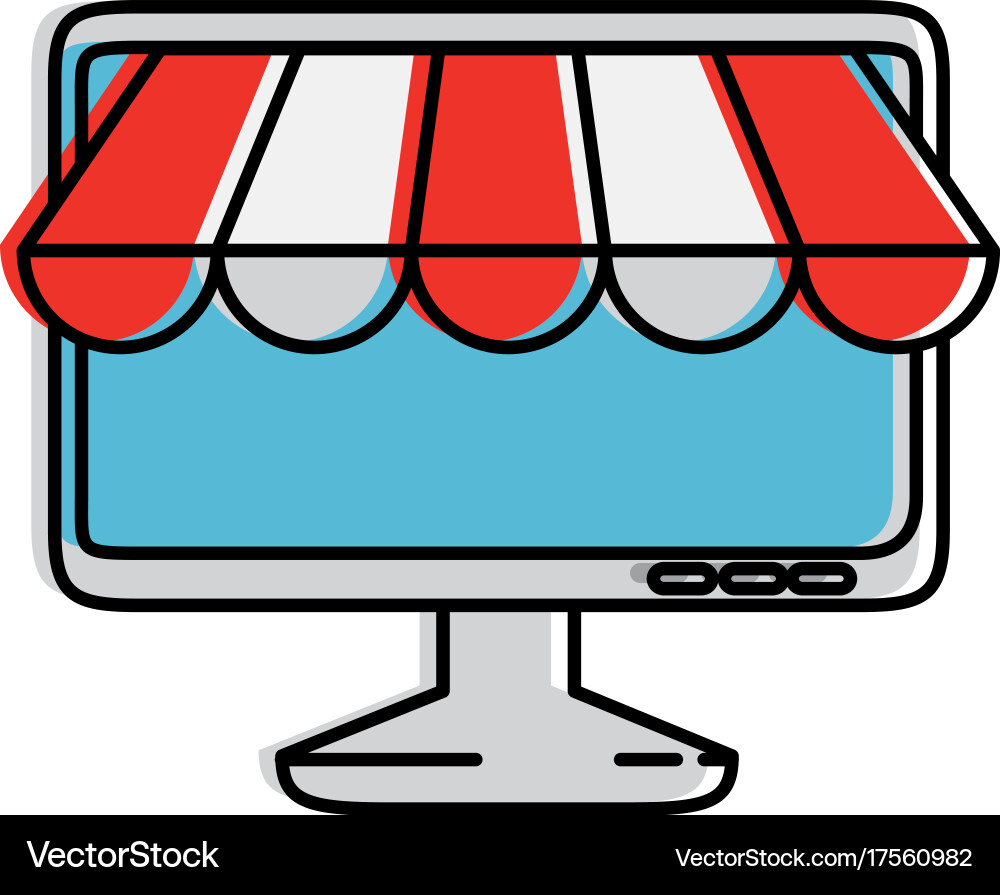 Computer display with parasol Vector Image