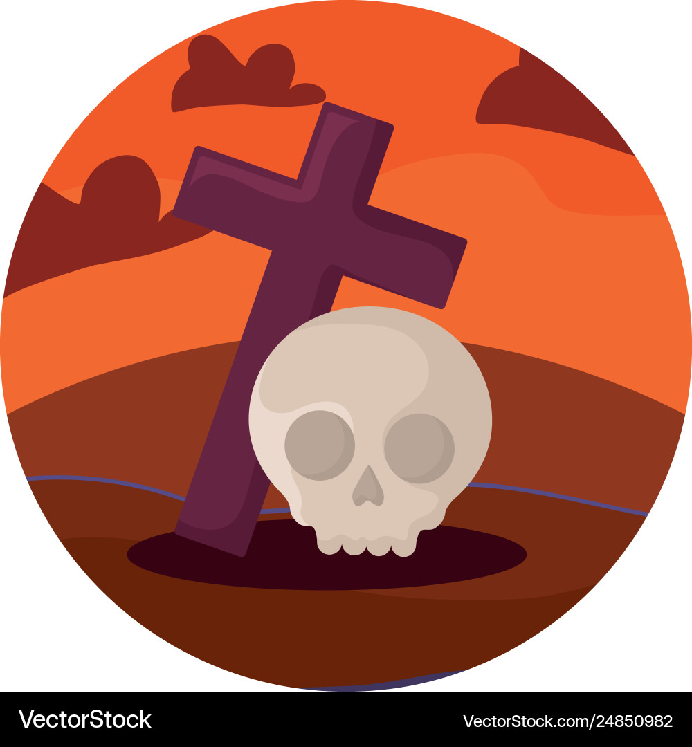 Cross with skull design vector image