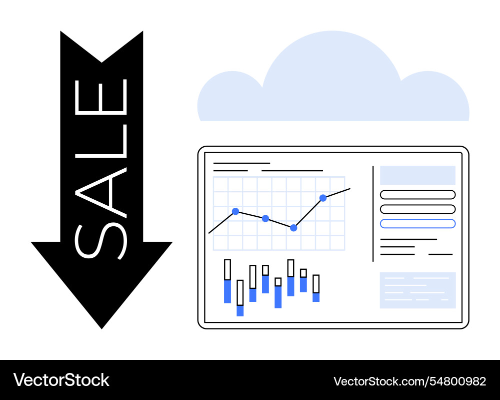 Decrease in sales by data analytics Vector Image