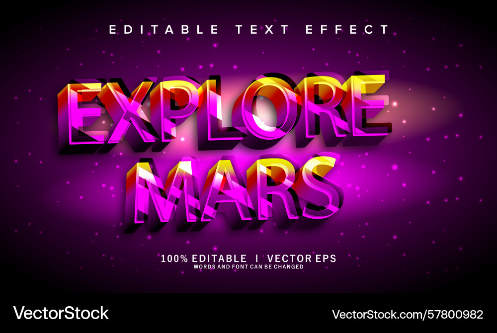 Explore mars text effect with modern style design Vector Image