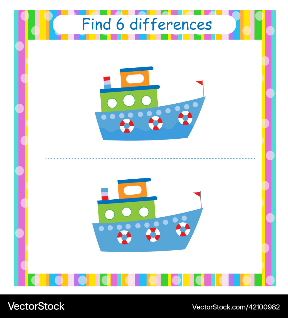 Find 6 differences logic puzzle game Vector Image