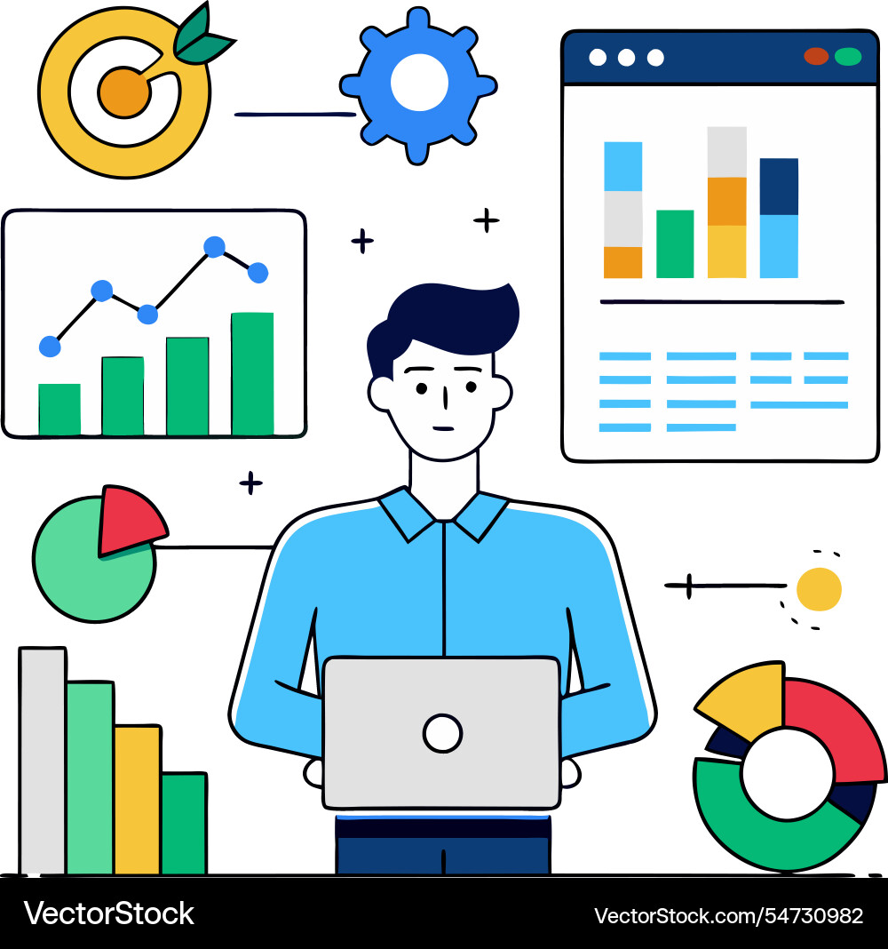 Flat design of ui and ux data analysis Flat design of ui and ux data analysis vector image